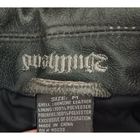 Bullhead Medium Black Quilted Lined Leather Biker Moto City Classic Rock Jacket - Picture 10 of 10